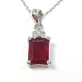 Bluekey AAA Grade Square Red Ruby Diamond Necklace 250403-23 (33095385A)