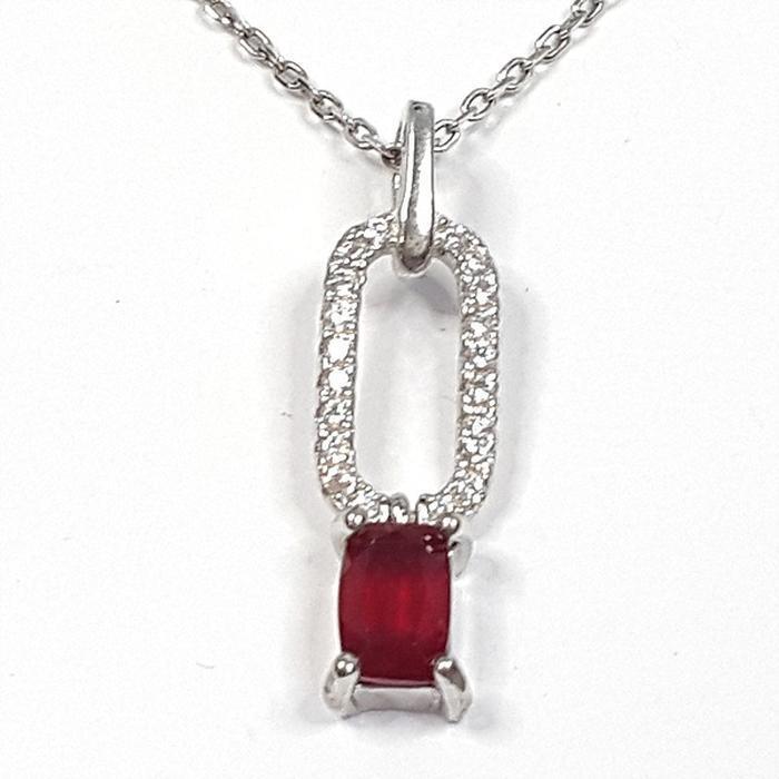 Bluekey AA-grade Mini Red Ruby Rough Necklace 250403-24 (33095387A)