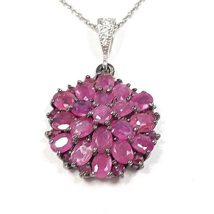 Bluekey AA-grade flower light pink ruby pendant 250404-06 (33095389A)