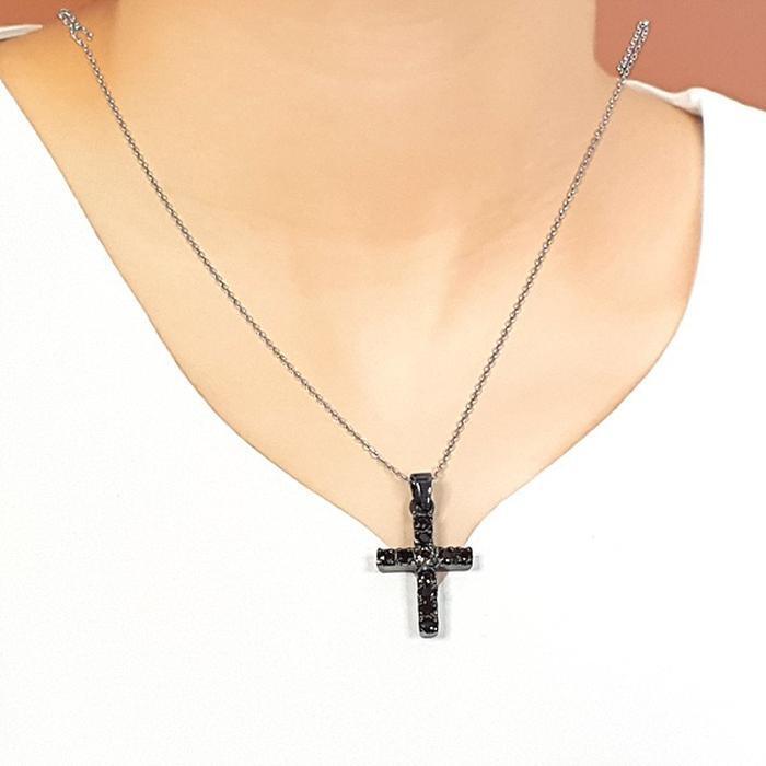 Bluekey A-grade Mini Crucifix Cultured Pearl Necklace 250403-17 (33095393A)