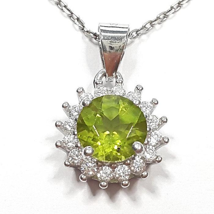 Bluekey AA-grade Green Peridot Raw Necklace 250406-17 (33110858A)