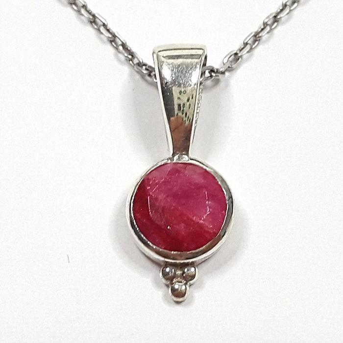 Bluekey Silver925 AntiqueRuby Gem Pendant 250406-12 (33110863A)