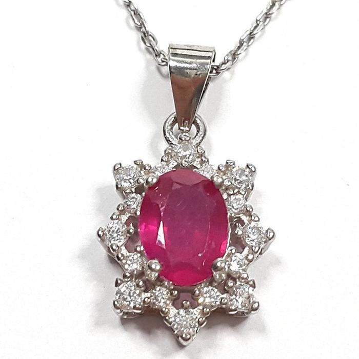 Bluekey AA-grade Star-shaped Pink Ruby Raw Gem Necklace 250406-07 (33110866A)