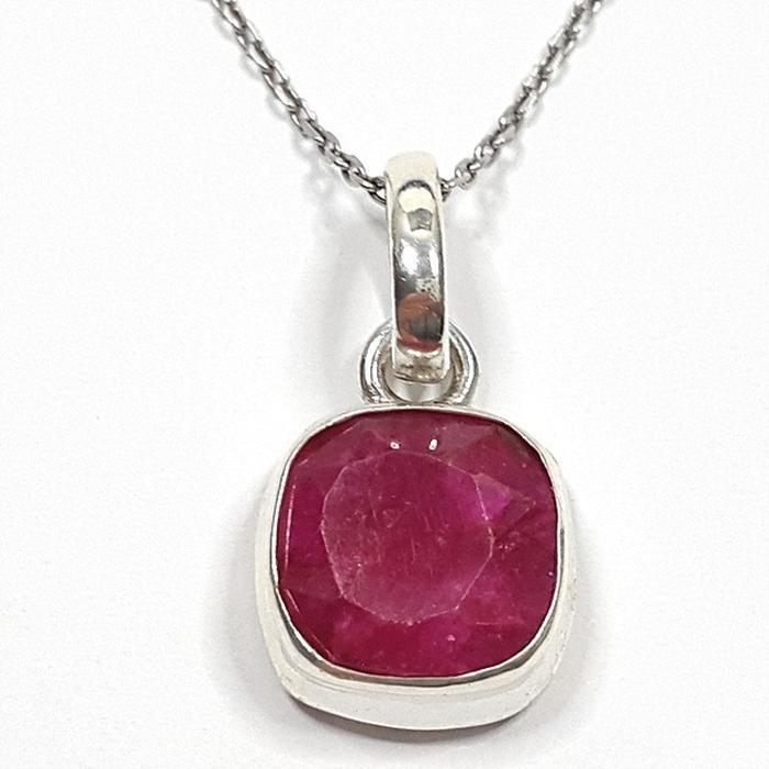 Bluekey Silver925 AntiqueRuby Gem Necklace 250406-11 (33110867A)