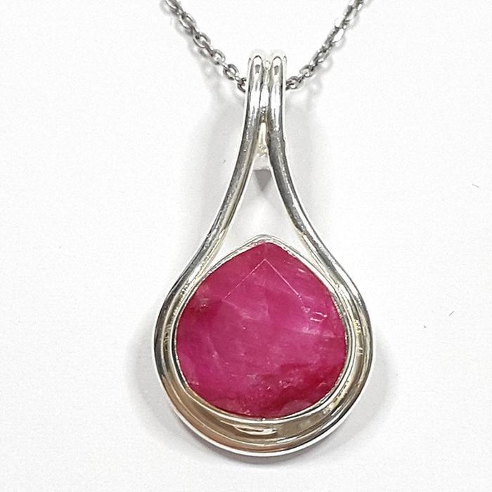 Bluekey Silver925 AntiqueRuby Gem Pendant 250406-09 (33110868A)