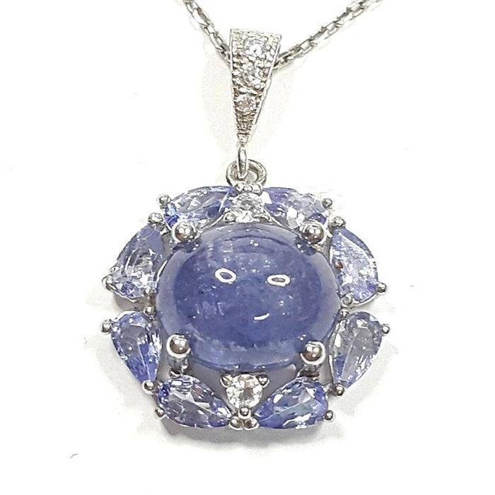 Bluekey AA-grade Blue Tanzanite Raw Necklace 250405-20 (33110873A)