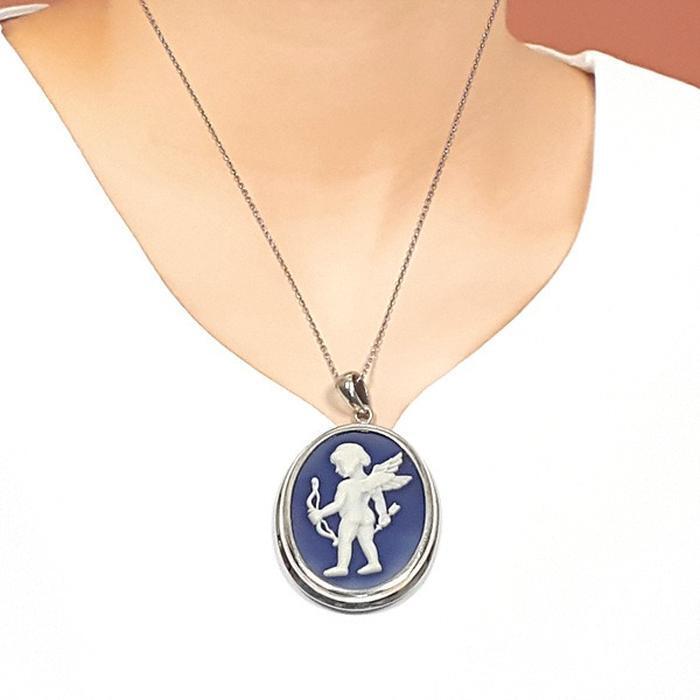 Bluekey Silver925 Big Cupid Cameo Necklace 250405-22 (33110877A)