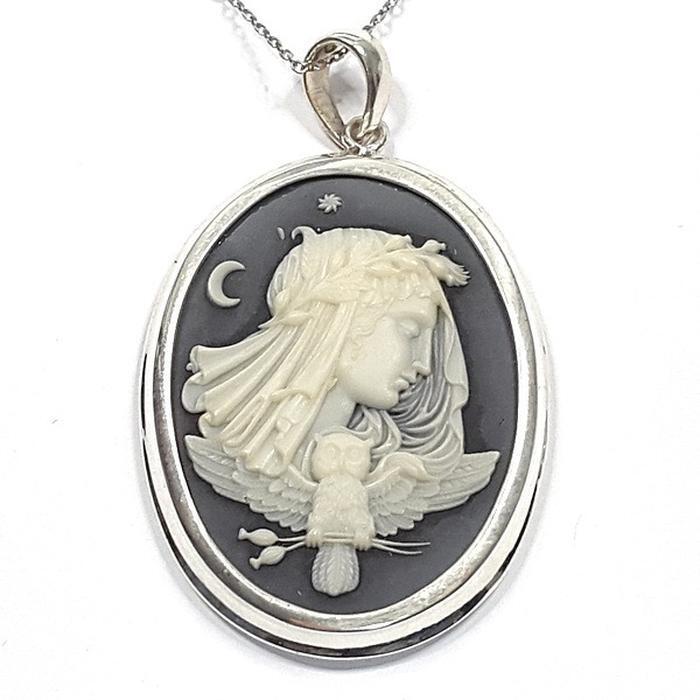Bluekey Silver925 Owl Lady Cameo Necklace 250405-24 (33110878A)