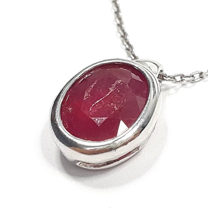 Bluekey A-grade antique ruby raw stone necklace 250405-11 (33110885A)