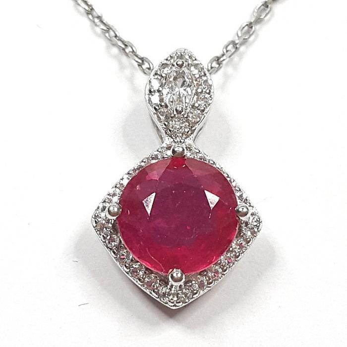 Bluekey AAA-grade light pink ruby gem necklace 250405-12 (33110889A)