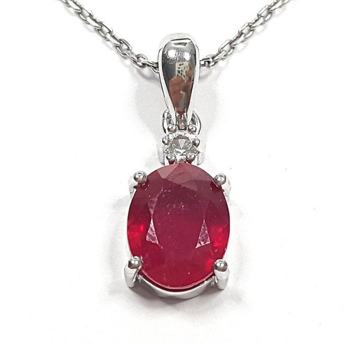 Bluekey AA-grade Blood Pink Ruby Gem Necklace 250405-09 (33110890A)
