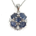 Bluekey B-grade antique blue sapphire gem necklace 250405-08 (33110892A)