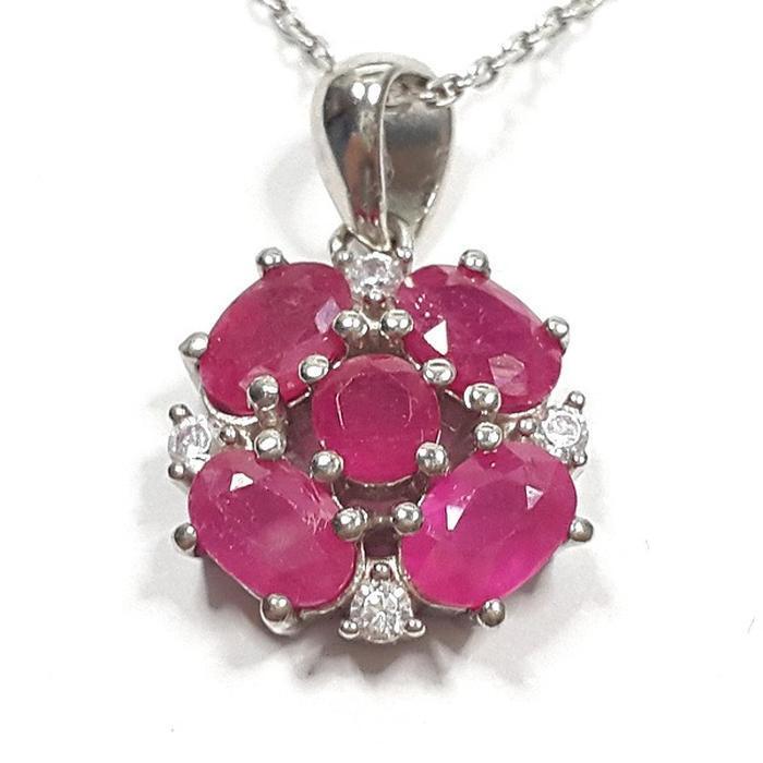 Bluekey AA-grade BloodPinkRuby Raw Gem Necklace 250405-10 (33110894A)
