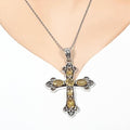 Bluekey A-grade cross antique blue sapphire necklace 250405-03 (33110897A)
