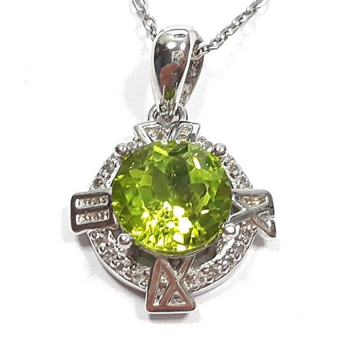 Bluekey AA-grade Green Pernitit gem necklace250406-19 (33110904A)