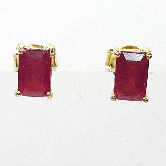 Bluekey AAA Grade Square Red Ruby Diamond Earring 250407-24 (33381574A)