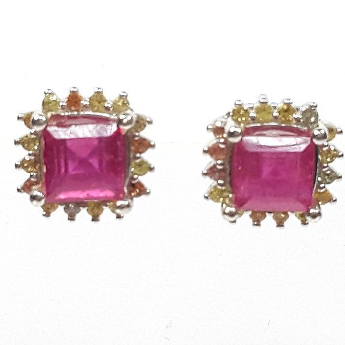 Bluekey AAA-level pink rubin sapphire earings 250407-21 (33381578A)