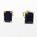 Bluekey AA-grade rectangular sapphire diamond earrings 250407-14 (33381635A)