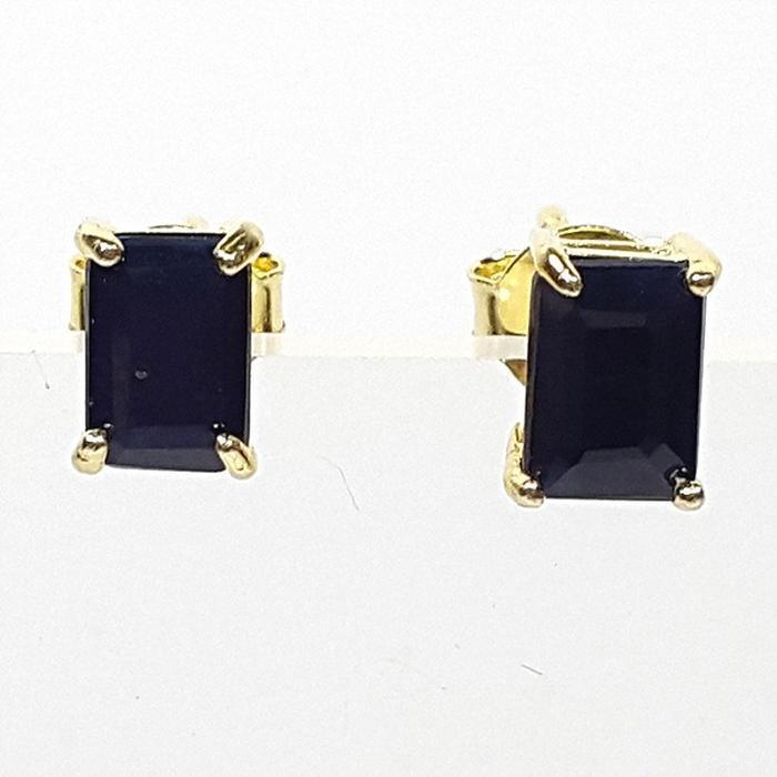 Bluekey AA-grade rectangular sapphire diamond earrings 250407-14 (33381635A)