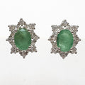 Bluekey A-grade antique emerald raw stone earrings 250407-09 (33381646A)