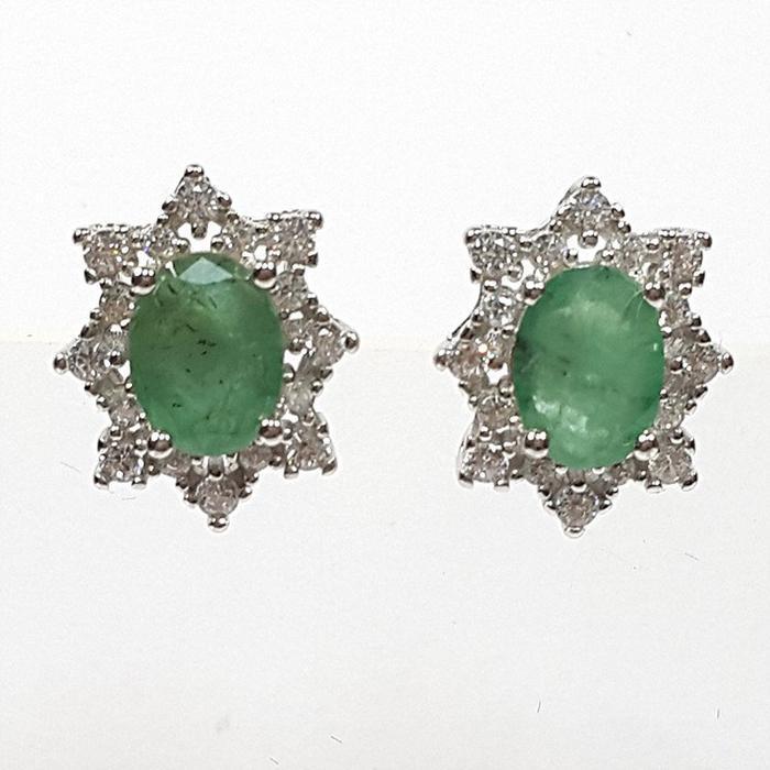 Bluekey A-grade antique emerald raw stone earrings 250407-09 (33381646A)