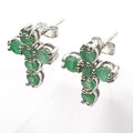 Bluekey A+ Cross Emerald Gemstone Earring 250407-06 (33381650A)