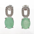 Bluekey A-grade light green emerald raw stone earrings 250407-05 (33381651A)