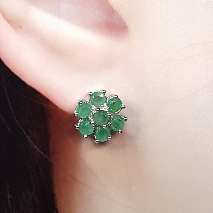 Bluekey AA Grade Flower Emerald Pearl Earring 250408-19 (33381656A)