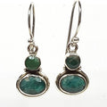 Bluekey Silver Antique Emerald Pearl Earring 250408-16 (33381658A)