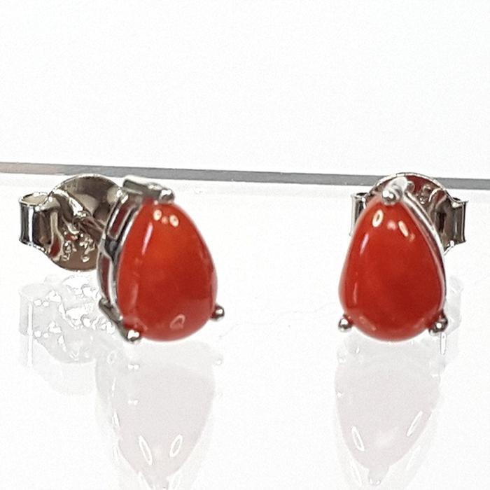 Bluekey AA-grade water droplet natural coral gem earings 250408-10 (33381674A)