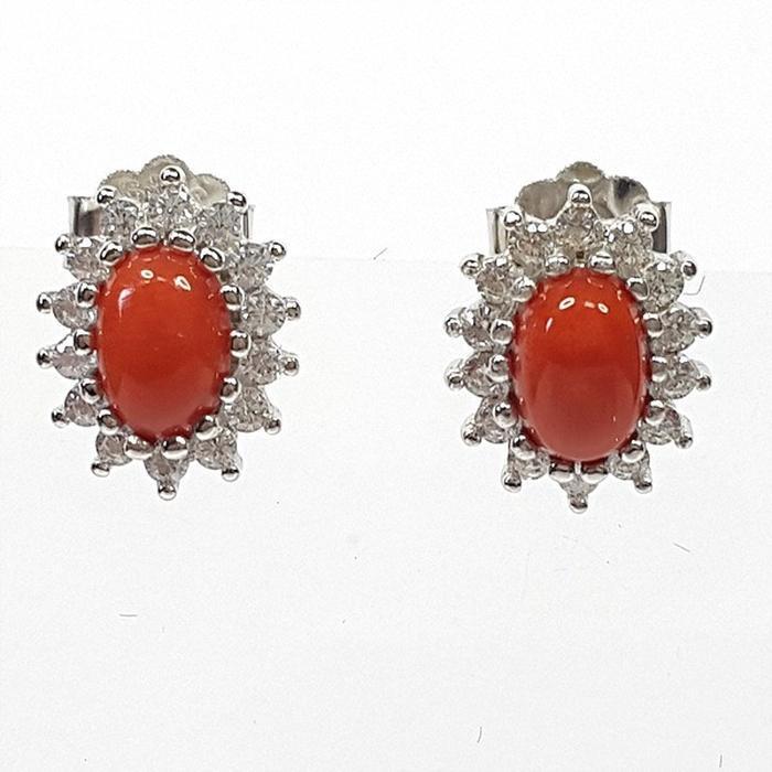 Bluekey Natural Coral Earings 925 Silver A Grade (33381700A)