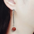 Bluekey A-grade spherical antique wooden sheep pendant earrings 250408-06 (33381706A)