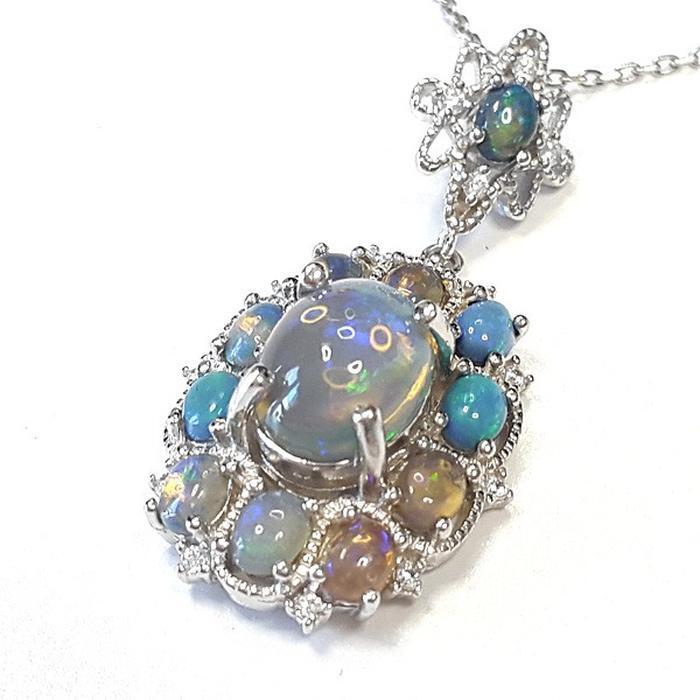 Bluekey AAA Mystic Black Opal Raw Gem Necklace 250501-25 (33525568A)