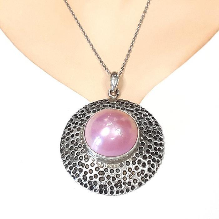 Bluekey A-grade big pink mabe pearl necklace 250501-20 (33525572A)