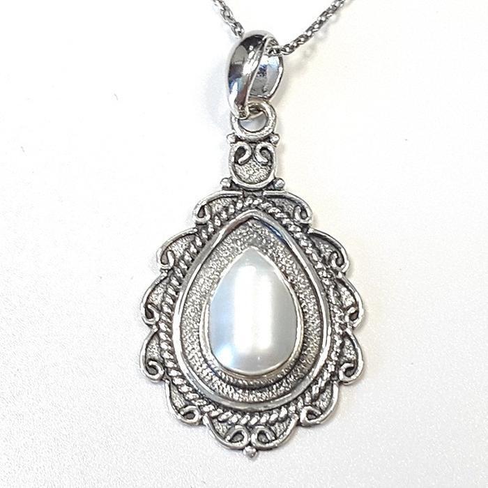 Bluekey AA Grade Silver Marble Pearl Pendant 250501-12 (33525581A)