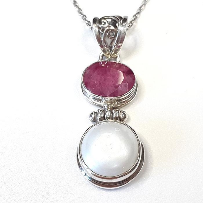 Bluekey B-grade ruby mabujewelry raw necklace 250501-10 (33525582A)