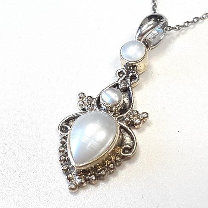 Bluekey AA Grade Silver Marble Pearl Pendant 250501-13 (33525583A)
