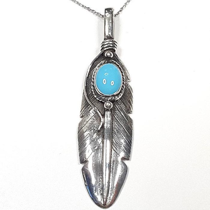 Bluekey Silver 925 Turquoise Leaf Necklace 250502-21 (33538186A)