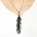 Bluekey Silver 925 Onyx Falling Leaves Necklace 250502-20 (33538188A)
