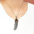 Bluekey Silver925 Onyx Leaves Necklace 250502-19 (33538189A)