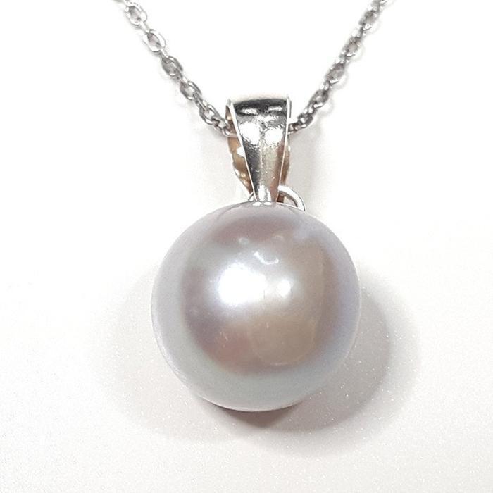 BlueKey A-grade silver 925 gray pearl gem necklace 250503-20 (33539601A)