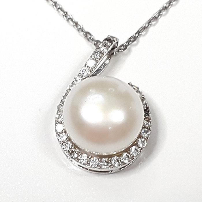 Bluekey A-grade silver925 freshwater pearl raw stone necklace 250503-14 (33539606A)