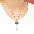 Bluekey AA-grade Key Emerald Diamond Necklace 250503-10 (33539610A)