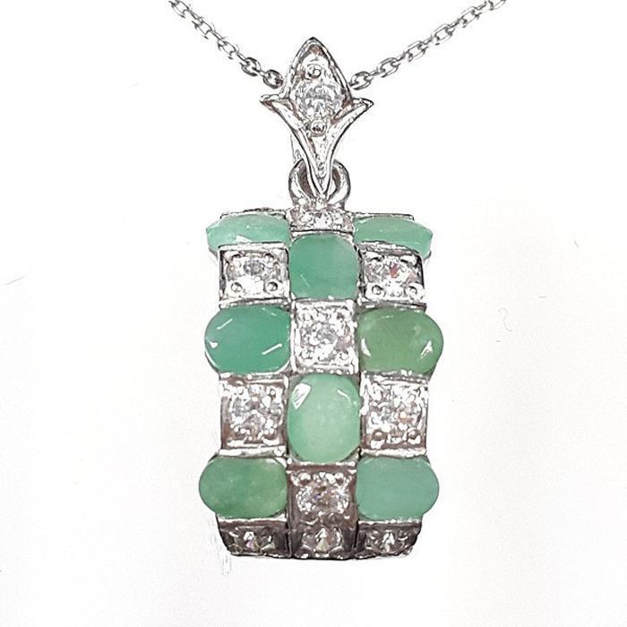 Bluekey A-grade green emerald rough necklace 250503-09 (33539612A)
