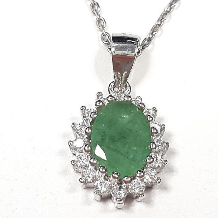 Bluekey A-grade green emerald rough necklace 250503-01 (33539617A)