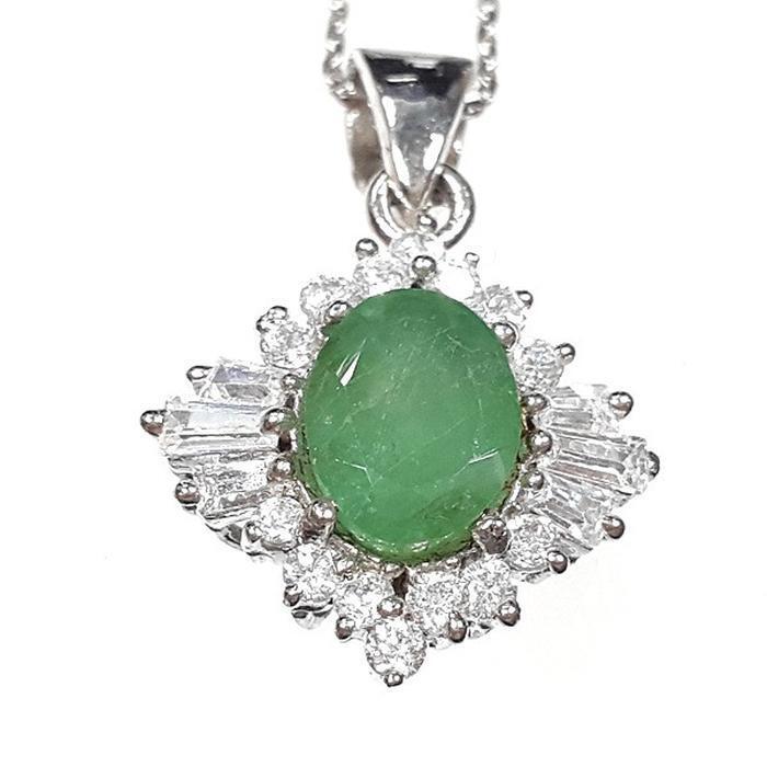 Bluekey A-grade green emerald gemstone necklace 250503-06 (33539618A)