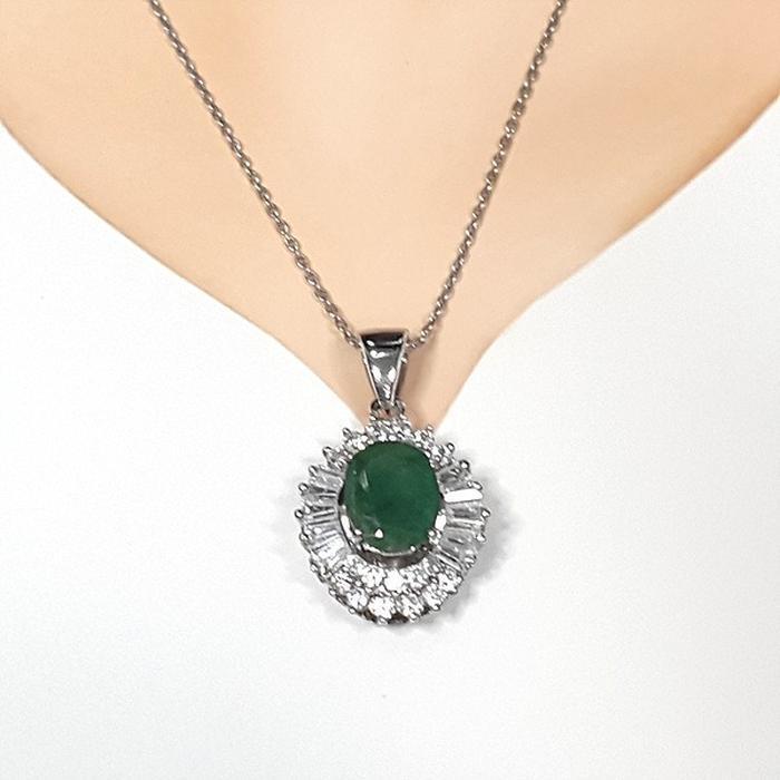 Bluekey A-grade green emerald gemstone necklace 250503-07 (33539633A)