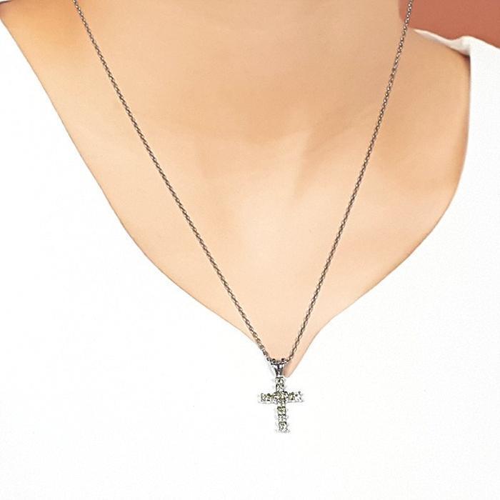 Bluekey A+ Cross Peridot Raw Necklace 250504-20 (33936008A)