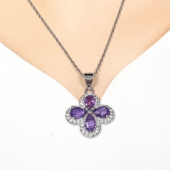 Bluekey AA-grade flower petal sapphire necklace 250504-13 (33936017A)