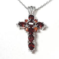 Bluekey AA-grade Cross Red Garnet Raw Necklace 250504-08 (33936018A)